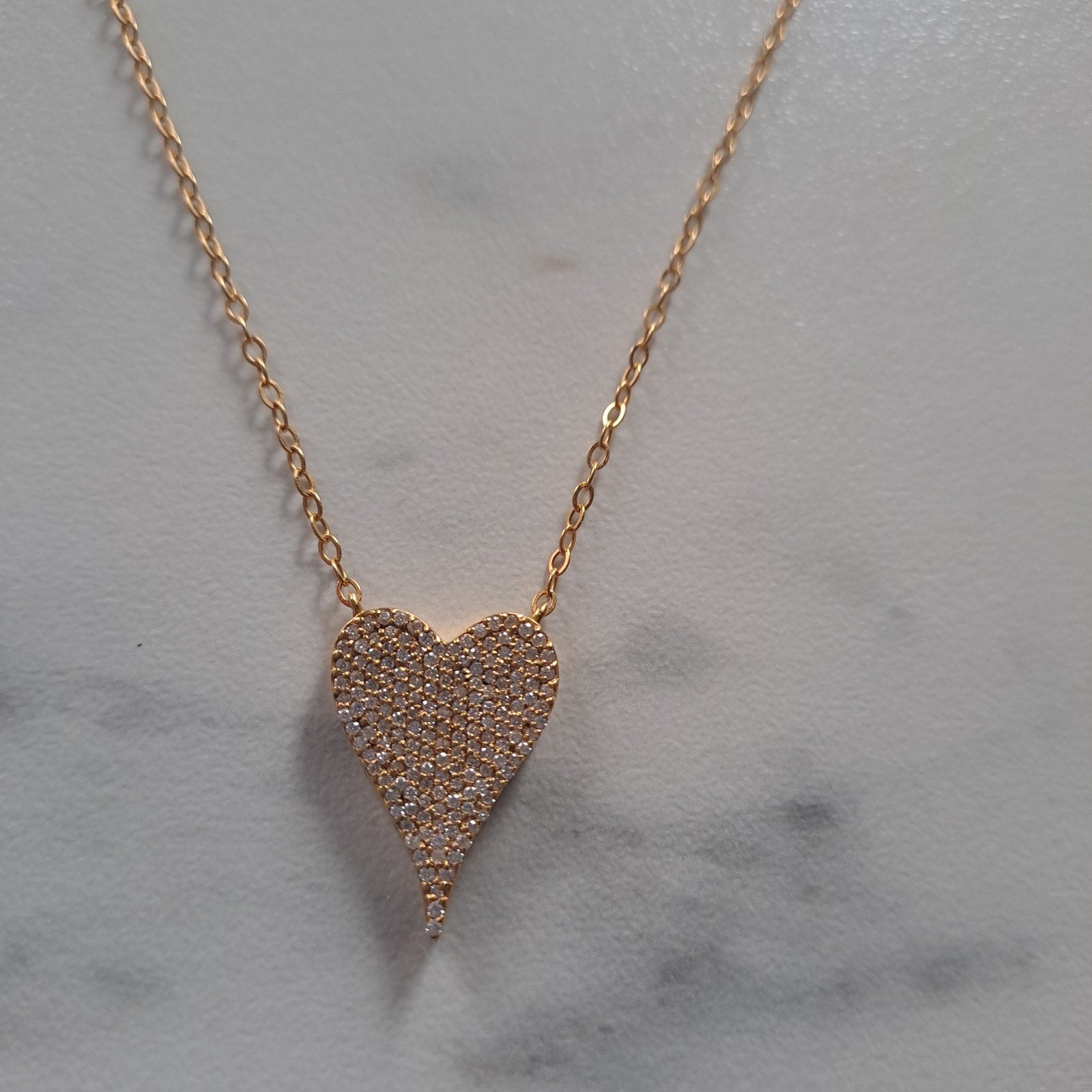 Gouden ketting 18 karaat,  met harthanger, Ophalen, Zo goed als nieuw, Met edelsteen, Goud