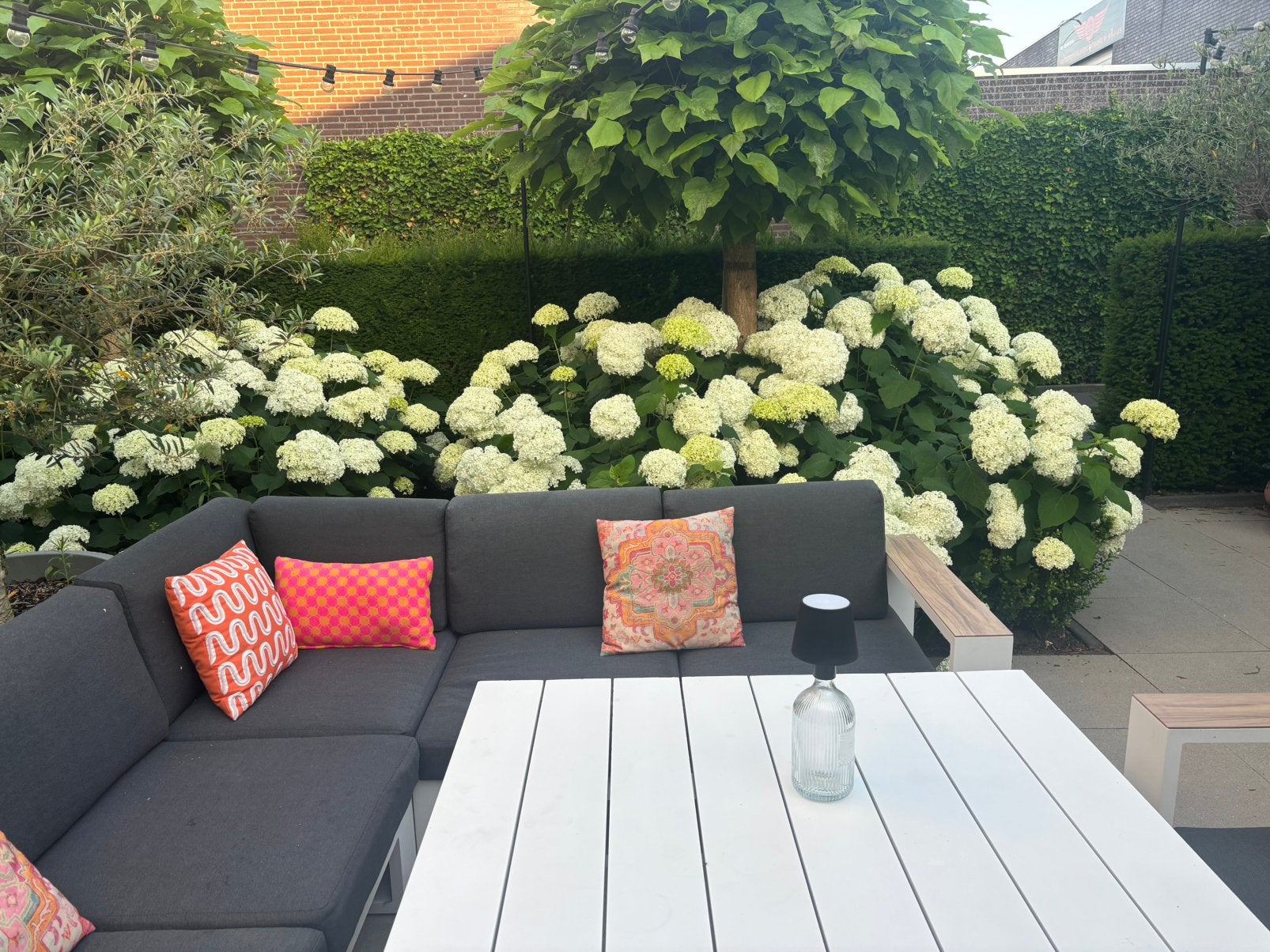 Tuinset Garden impressions wit met grijze kussens, Ophalen, Gebruikt