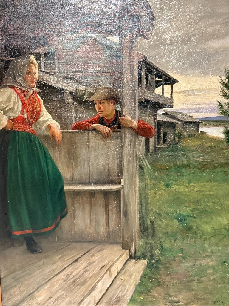August Hagborg - Top quality painting, Ophalen, Doek, Realistisch, Bijzondere lijst
