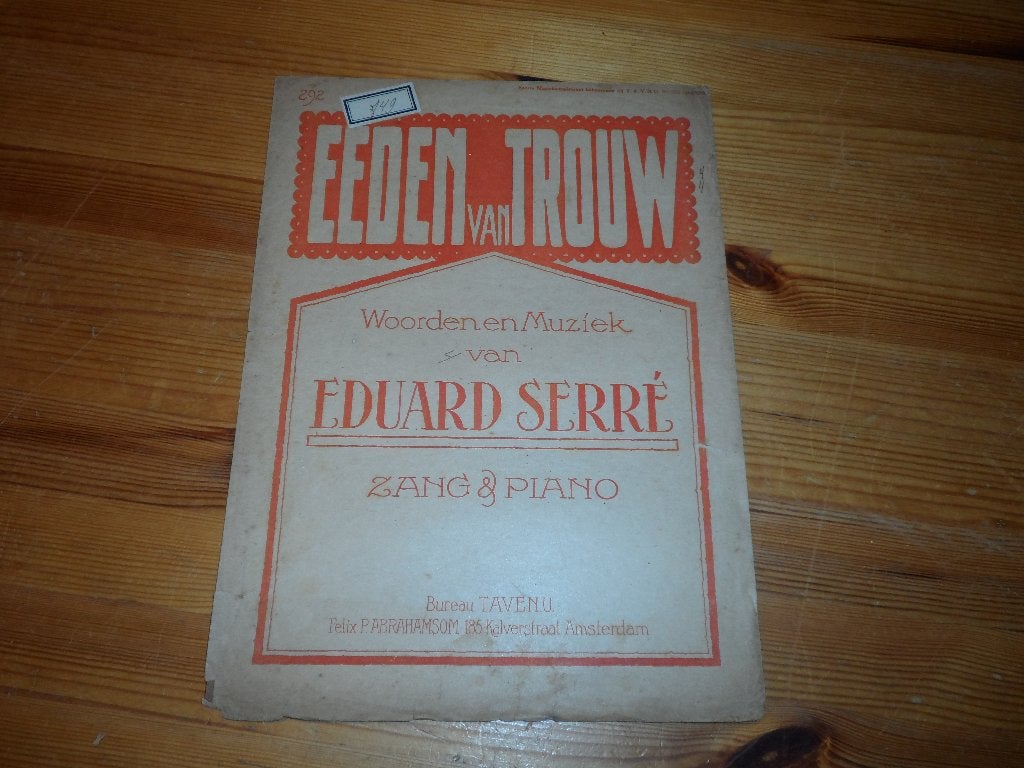 Eeden van trouw - eduard serre - mej. C. V.d. Elsen, Piano, Gebruikt, Ophalen of Verzenden, Artiest of Componist