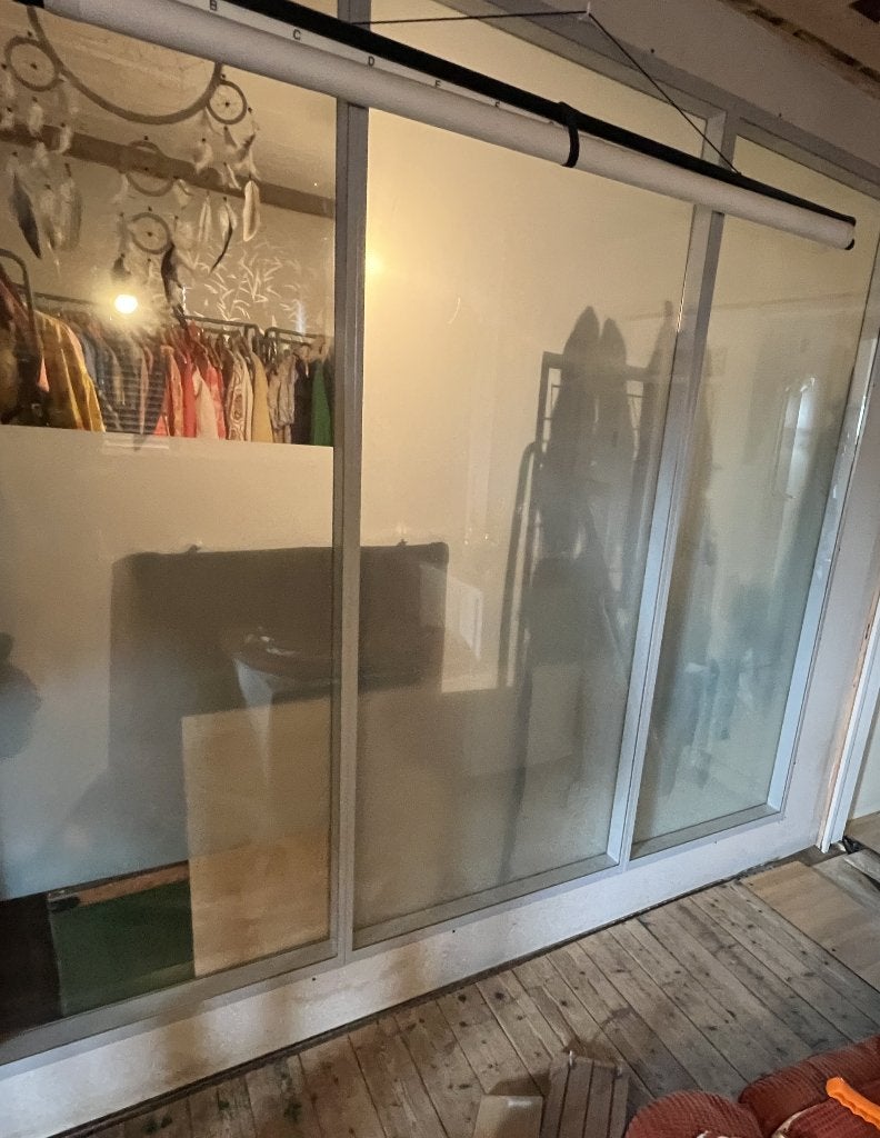 4 glazen wandpanelen aluminium voor afscheidingswand 261cm, Ophalen, Minder dan 80 cm, Overige typen, 160 cm of meer