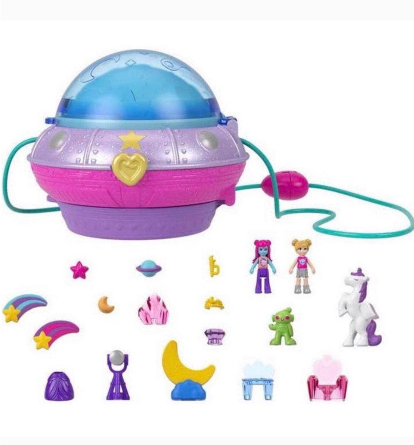 Polly Pocket Dubbele compacts - Ruimteschip kasteel speelset, Jongen of Meisje, Nieuw, Ophalen of Verzenden, H