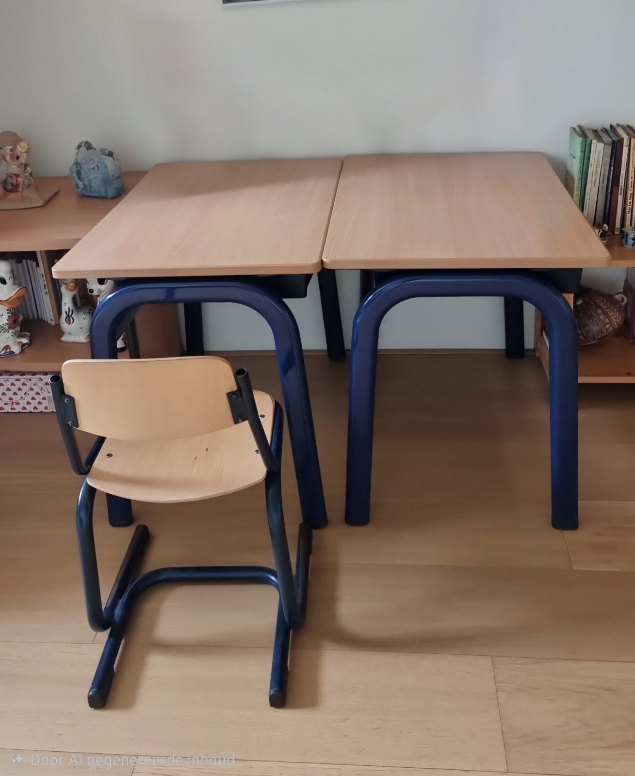 Schooltafels en stoel - Ideaal voor studie of hobby, Ophalen, Gebruikt, Blauw, Klassiek, School, Functioneel