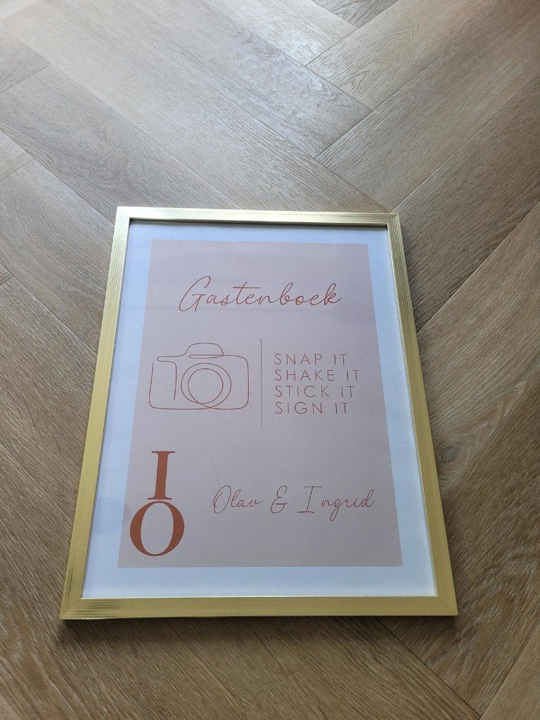 Bruiloft: Goudkleurige lijsten voor poster 2x, Ophalen, Zo goed als nieuw, Versiering, Geboorte of Huwelijk