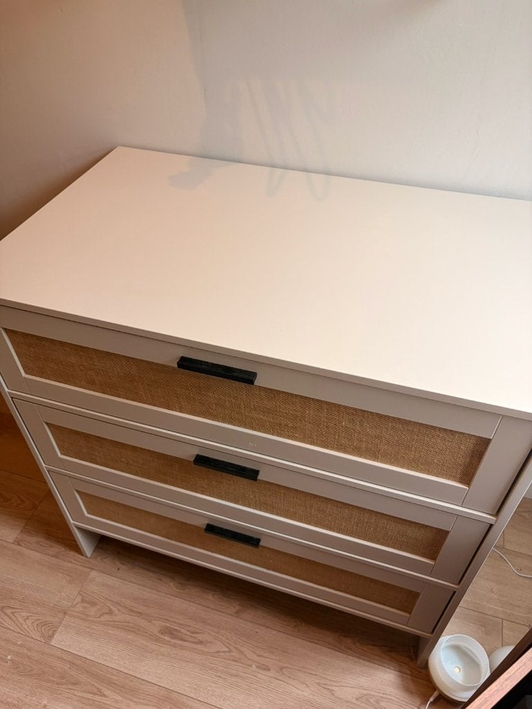 TWF Tampere commode 3 laden - clay met jute, Kinderen en Baby's, Ophalen, Gebruikt, 50 tot 70 cm, 75 tot 100 cm