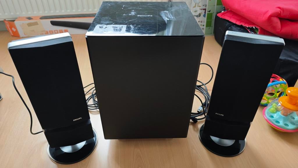 Philips hts 6600 subwoofer en surround speakers, Computers en Software, Pc speakers, Zo goed als nieuw, Ophalen of Verzenden