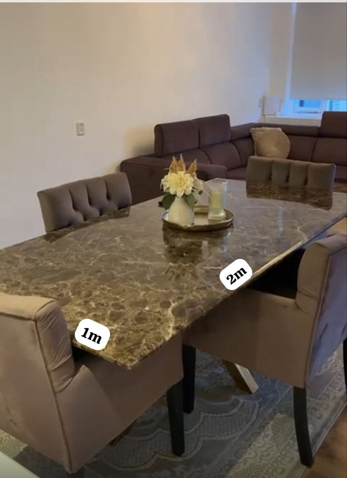 Elegante eettafel met marmerlook en 4 stoelen, Huis en Inrichting, Tafels | Eettafels, Ophalen, Overige materialen, 50 tot 100 cm