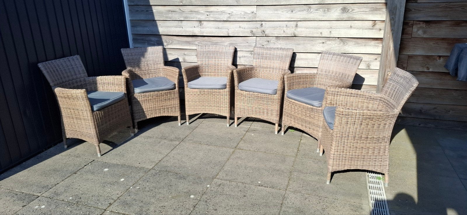 BRAMDON tuinstoelen riet 6 stuks, Ophalen, Zo goed als nieuw, Kunststof