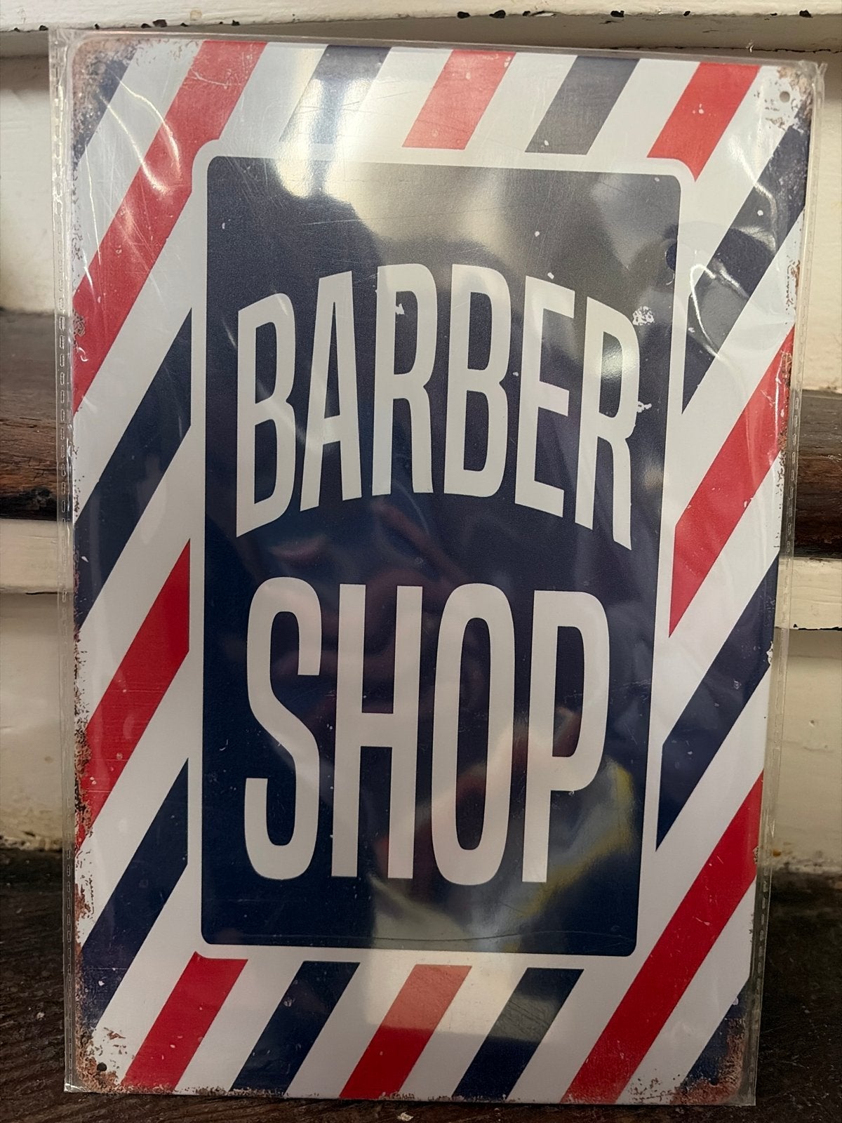 Barber Shop metalen wandbord - Vintage look, Vintage, Meerkleurig, Nieuw, Ophalen of Verzenden