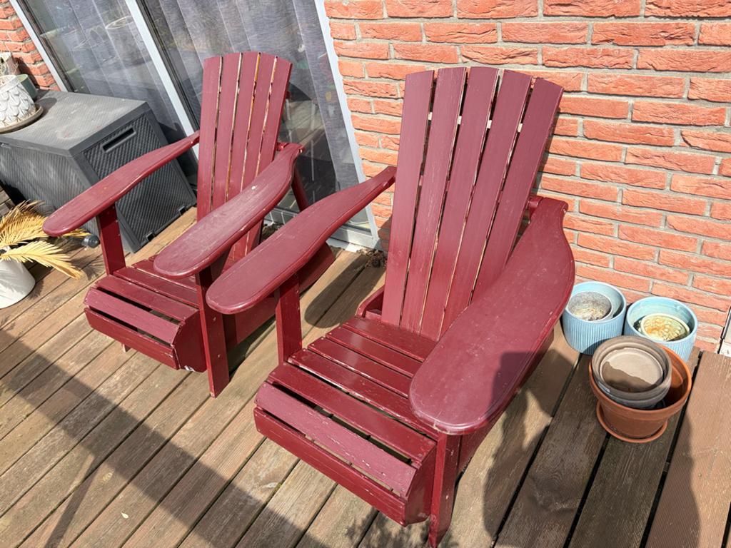 2x Adirondack deckchair in goede staat, op te halen in Rotte, Tuin en Terras, Gebruikt, Stoel, Tuinset, Ophalen