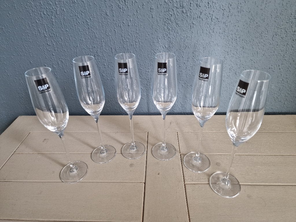 6 champagneglazen van Salt & Pepper nieuw in doos 21cl, Ophalen, Glas of Glazen, Overige merken, Nieuw