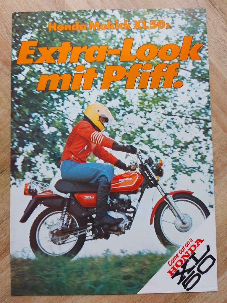 Oude Honda XL 50 bromfiets folder Duitstalig, Ophalen of Verzenden, Gebruikt