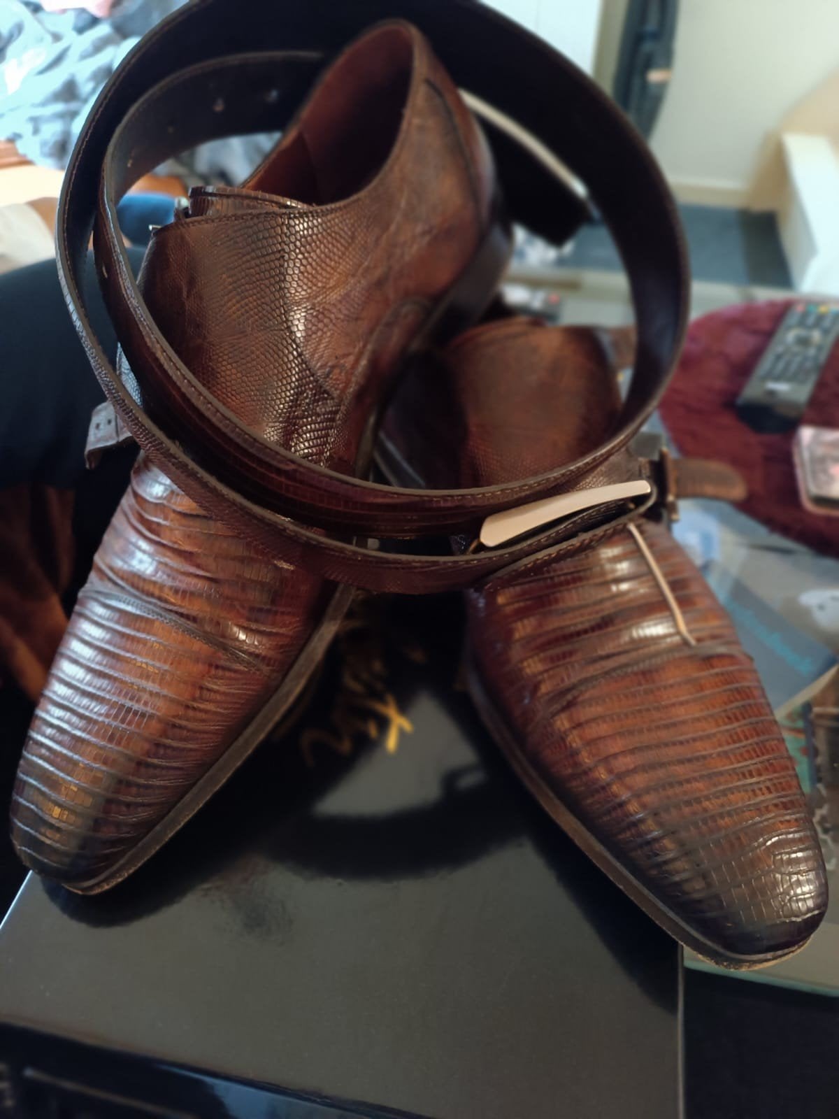 Magnanni Luxe Lizard-Print Gespschoenen & Riem Set, Kleding | Heren, Schoenen, Bruin, Ophalen of Verzenden, Gespschoenen, Magnanni