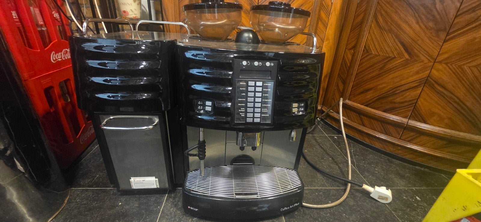 Schaerer Koffiemachine met Dubbele Bonenmaler, Gebruikt, 10 kopjes of meer, Koffiemachine, Koffiebonen