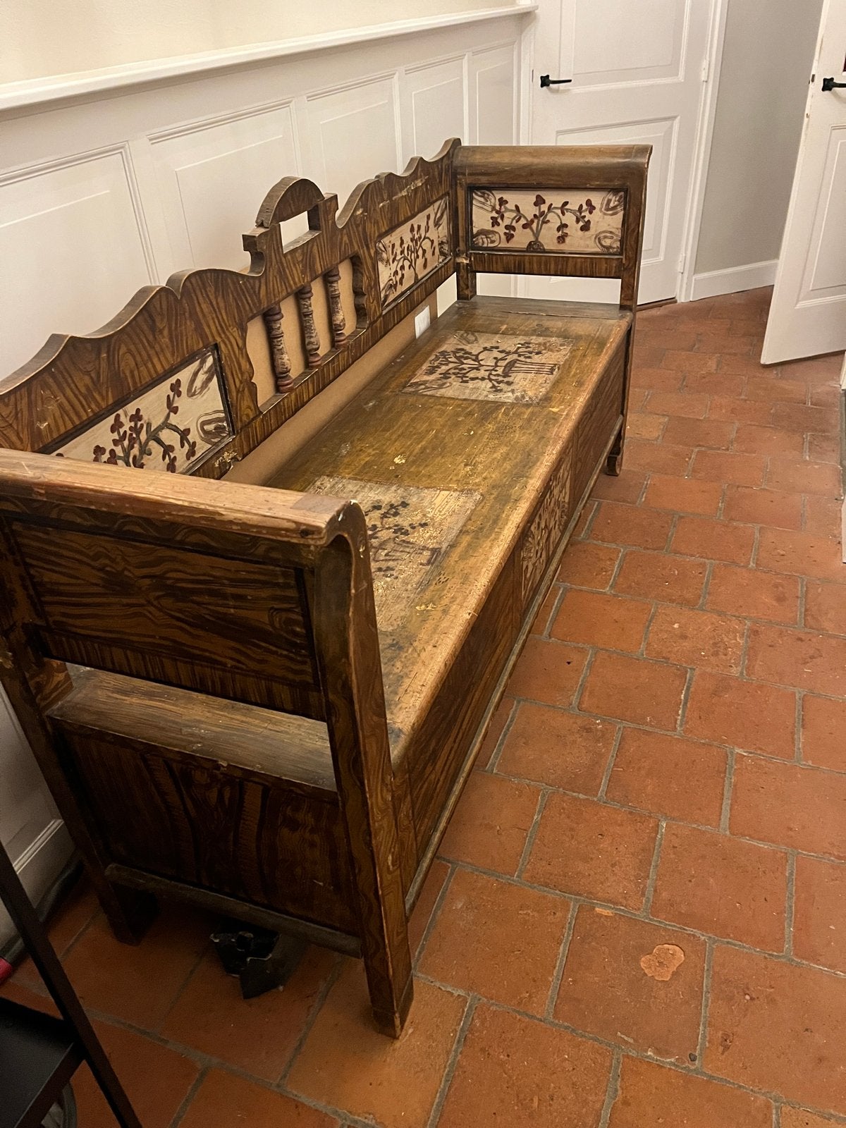 Antieke Hongaarse Klepbank - 192x56x95 cm, Ophalen