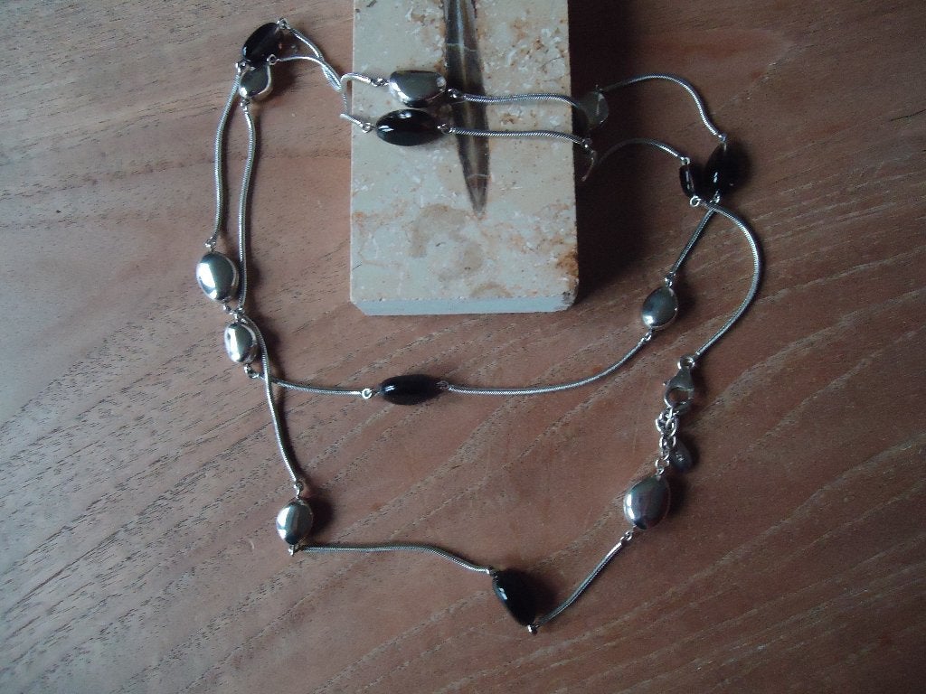 mooie lange echt zilveren ketting met steen en zilver ESPRIT, Ophalen of Verzenden, Zo goed als nieuw, Zilver, Zilver