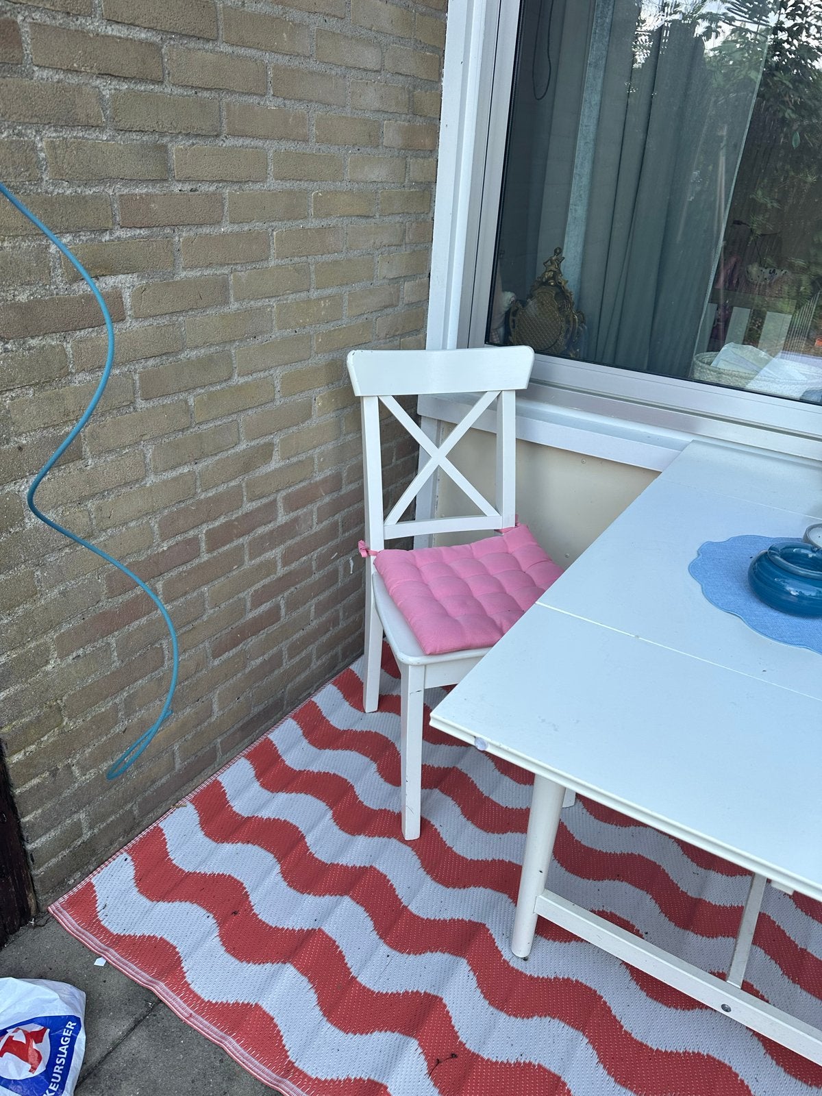Witte inklapbare tafel met twee stoelen ikea ingatorp, Ophalen, Gebruikt, Rechthoekig, Hout