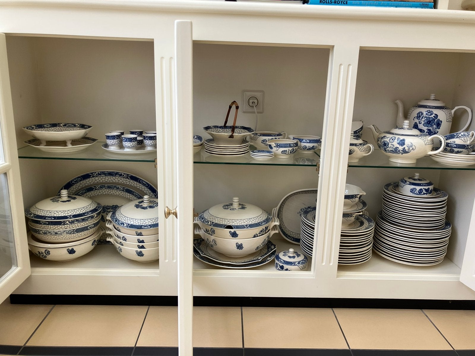 Compleet Butterfly servies - Blauw en wit aardewerk, Antiek en Kunst, Ophalen
