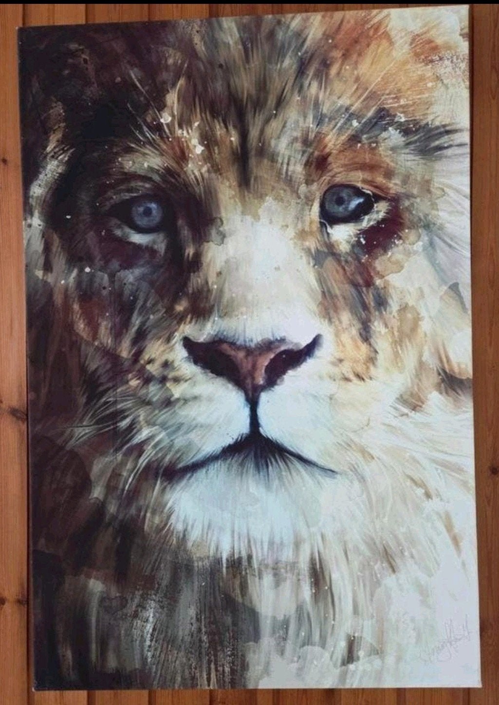 Canvas schilderij 60 x 90 - majestic lion (leeuw), Huis en Inrichting, Woonaccessoires | Schilderijen, Tekeningen en Foto's, Ophalen