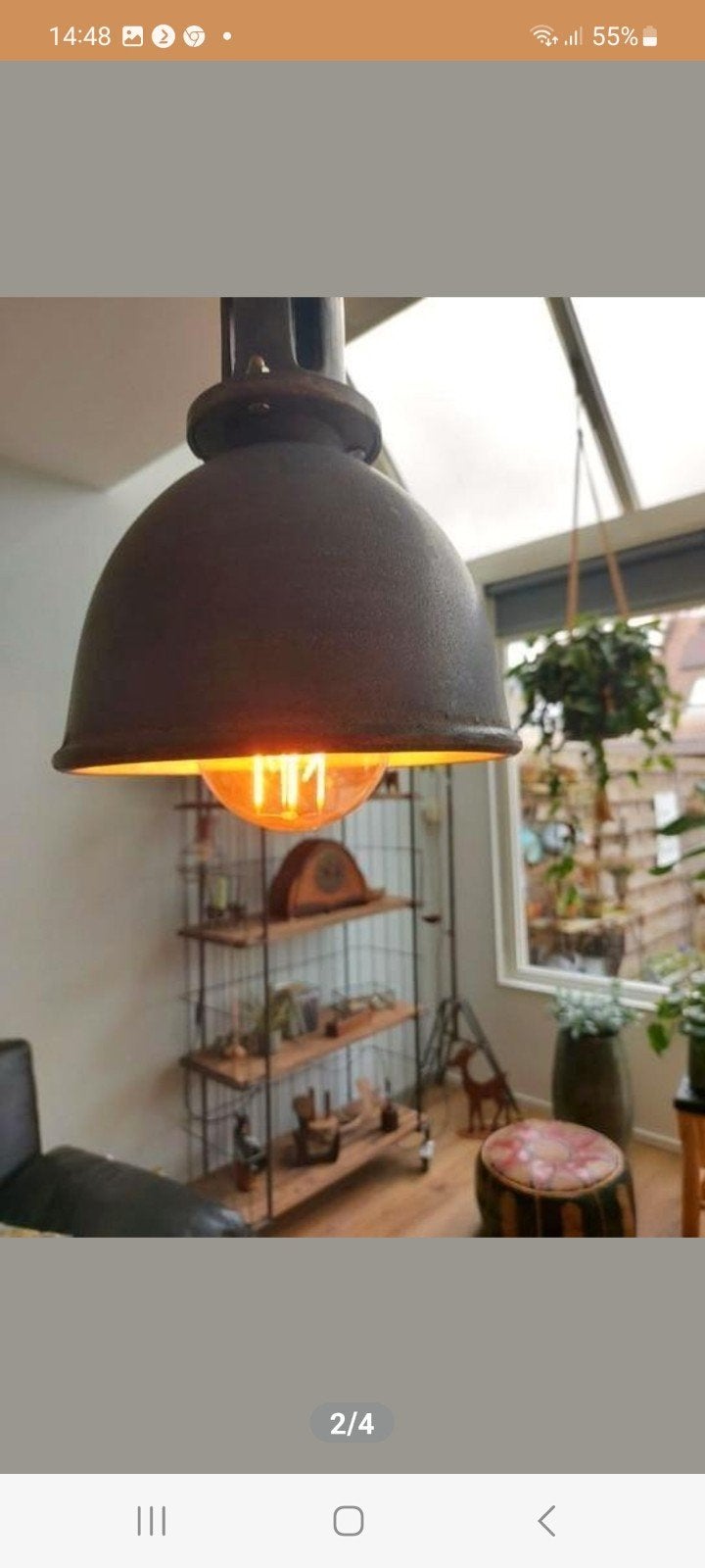 Stoere industriële hanglamp - perfect voor elke ruimte, Ophalen of Verzenden, Gebruikt, Metaal, Industrieel