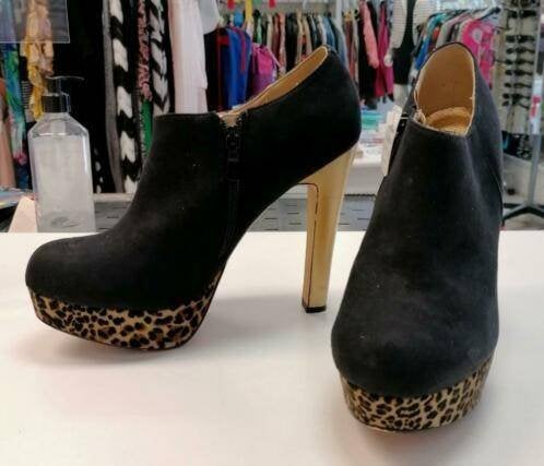 Dr. Adams boots enkellaarsje pumps zwart luipaard 40 36187, Dr. Adams, ., Zwart, Lage of Enkellaarzen