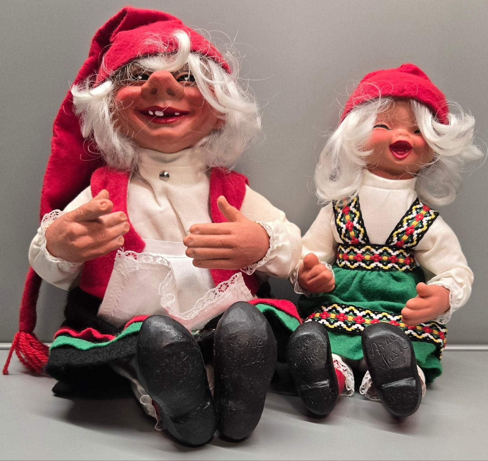Set van 2 Noorse Nisser trol en elf poppen - Arne Hasle 1960, Ophalen of Verzenden, Gebruikt, Pop