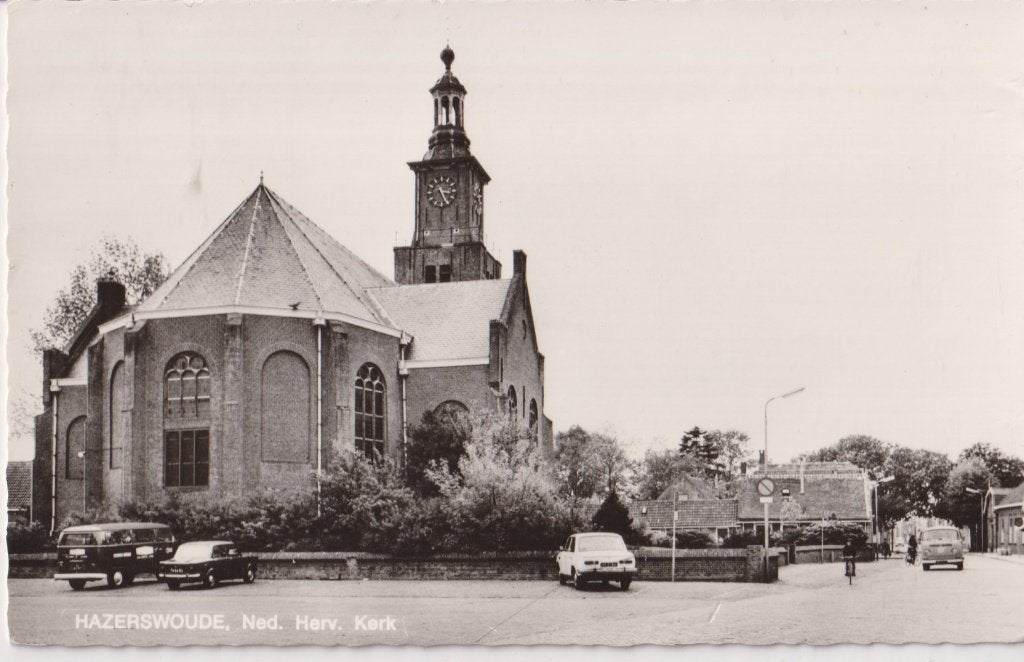 Hazerswoude, De Ned. Herv. Kerk met auto's, Simca 1000, Ophalen of Verzenden, 1960 tot 1980, Gelopen, Zuid-Holland