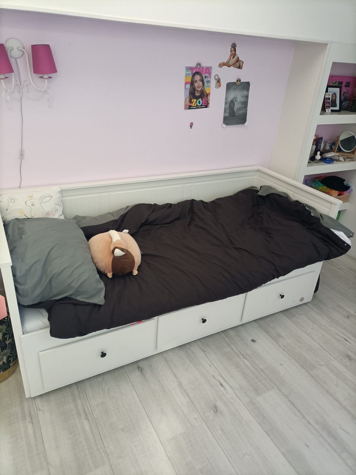 IKEA Hemnes Bedbank met 3 lades - Wit, Ophalen, Modern, Scandinavisch, Wit, Tweepersoons