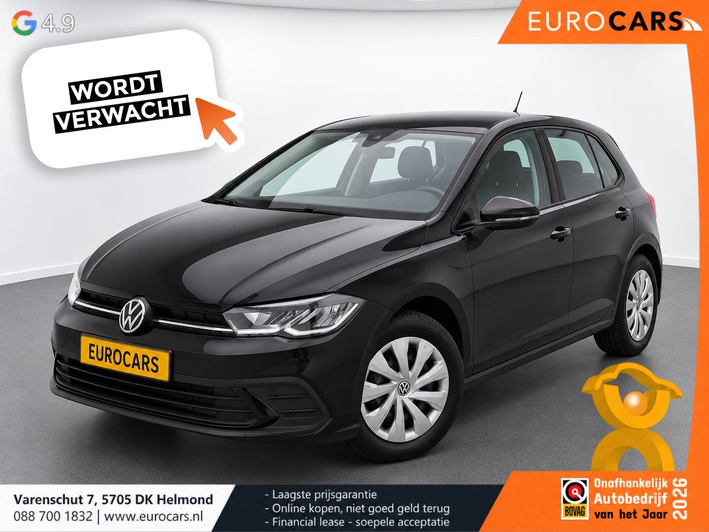 Volkswagen Polo 1.0 TSI Life Navigatie Apple CarPlay Android, Auto's, Stof, Gebruikt, 95 pk, Zwart