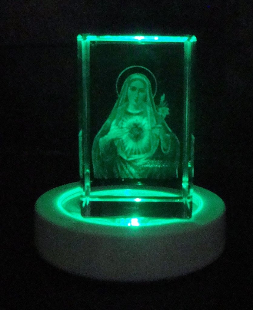 decoratie cube Maria Beeld met LED Verlichting - nieuw, Ophalen of Verzenden, Nieuw, Beeld(je), Christendom | Katholiek