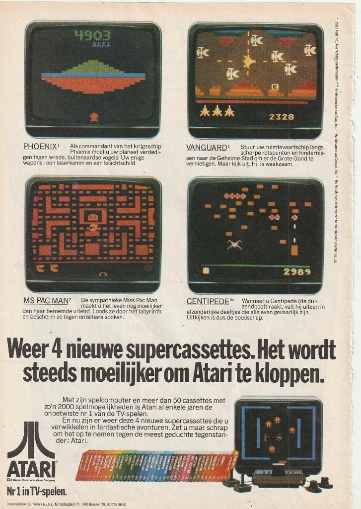 Retro reclame 1983 Atari spelcomputer Pacman game, Verzenden, Overige typen