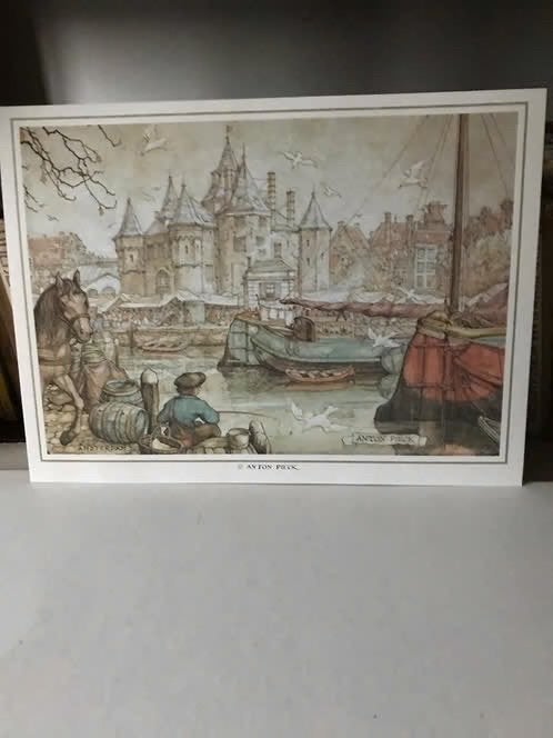 Mooie grote prenten van Anton Pieck, afkomstig jaar­kalender, 1980 tot heden, Ophalen of Verzenden, Zo goed als nieuw, Prent