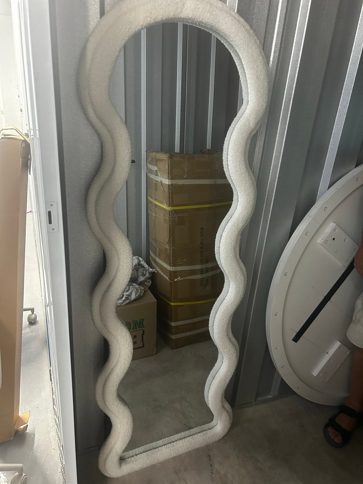 Grote Wavy spiegel met teddy stof, Ophalen, Zo goed als nieuw, Overige vormen, 150 tot 200 cm