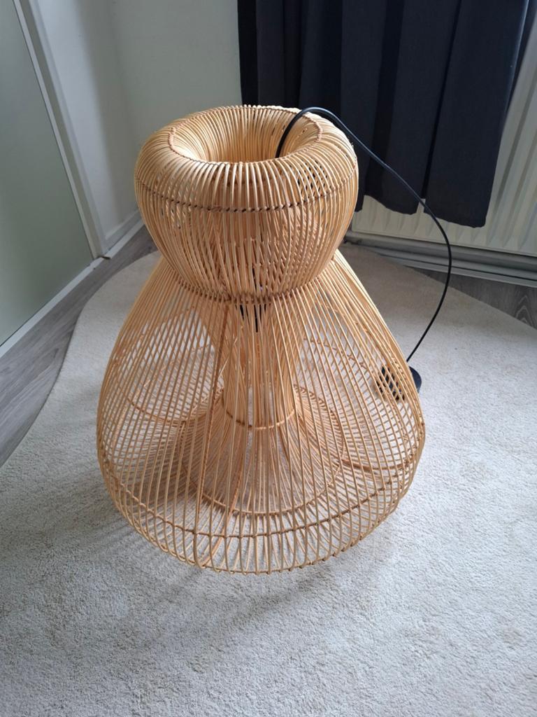Mooie grote rotan hanglamp, Huis en Inrichting, Ophalen, Overige materialen, Bohemian, Natuurlijk, Scandinavisch, Zo goed als nieuw