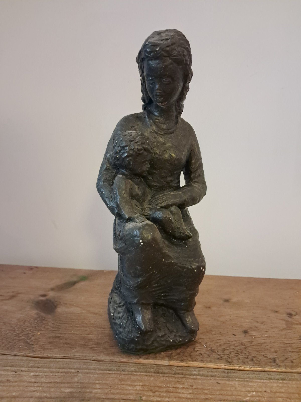 Vintage Beeld Maria met Jezus - Gesigneerd, Antiek en Kunst, Kunst | Beelden en Houtsnijwerken, Ophalen of Verzenden, Brons, Beeld