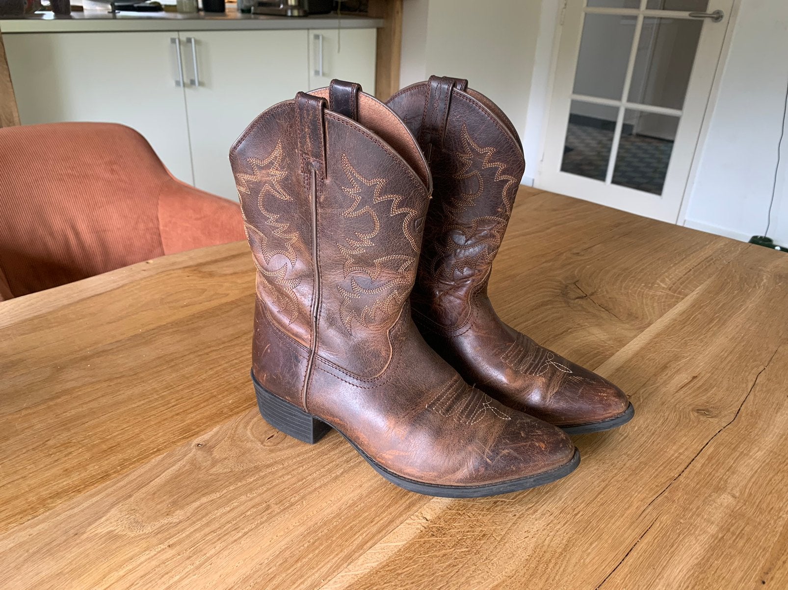 Ariat Western Laarzen 36,5 Leer Cowboy Boots Vintage Country, Ophalen of Verzenden, Zo goed als nieuw, Bruin, Hoge laarzen