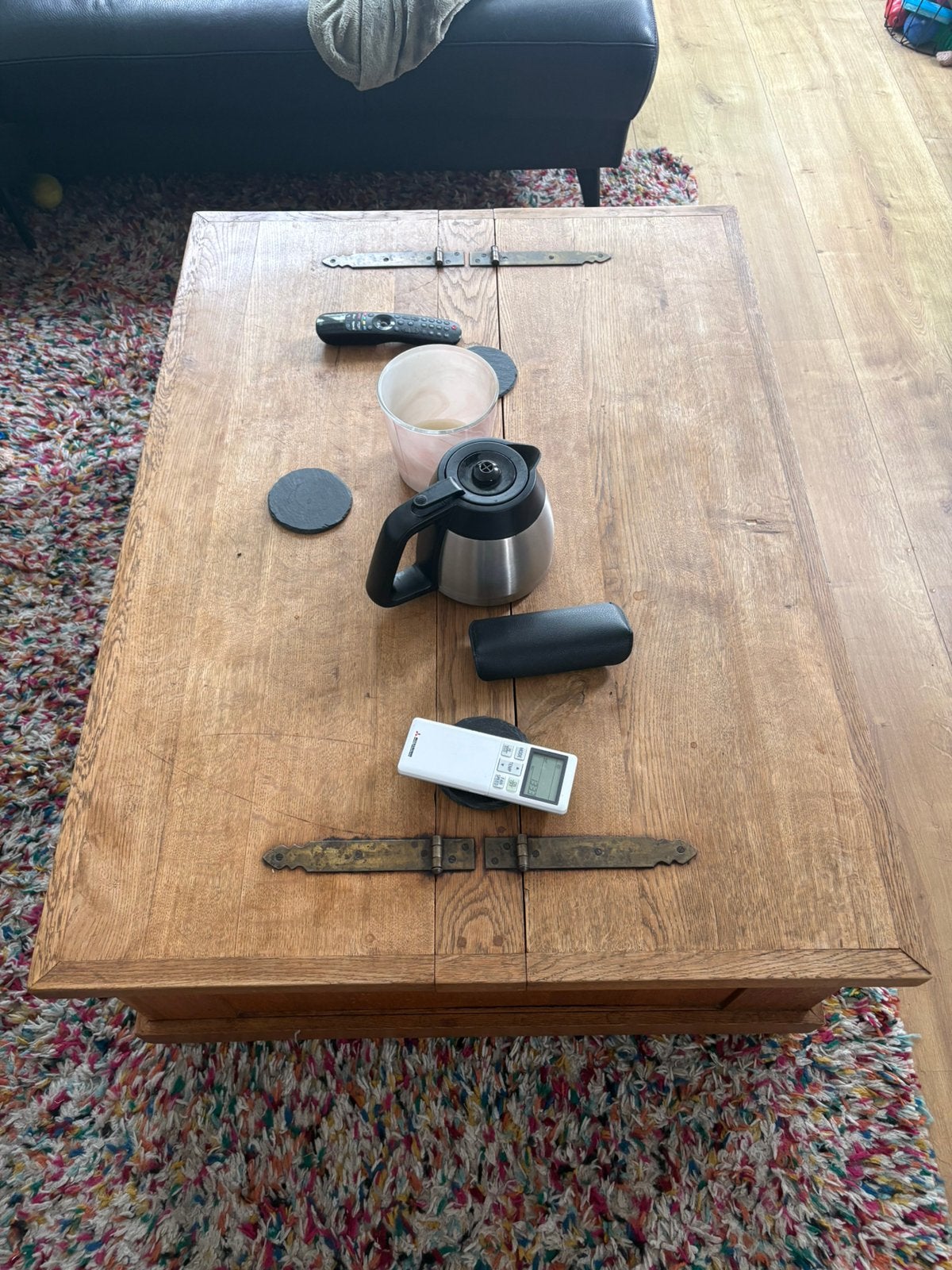 Massief houten salontafel / kist, Ophalen, Gebruikt, 100 tot 150 cm, 50 tot 100 cm
