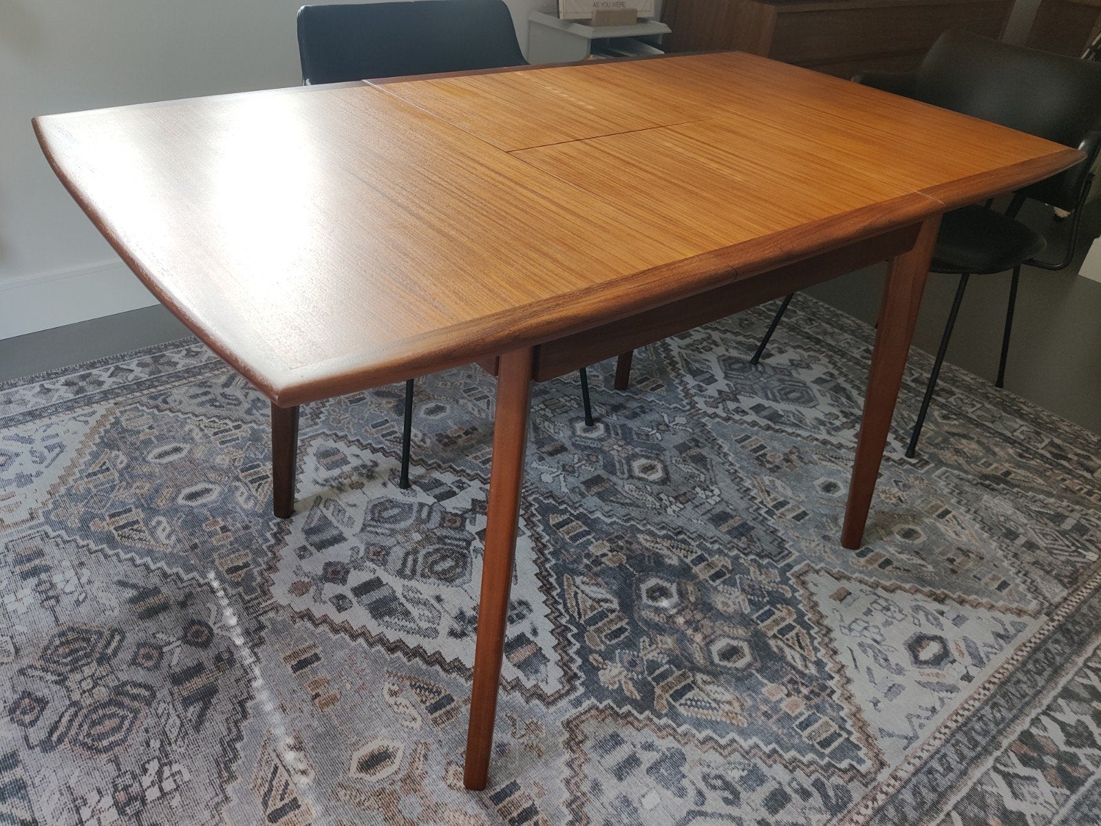 Deens Design Mid-Century vintage Teak Uitschuifbare Eettafel, Ophalen