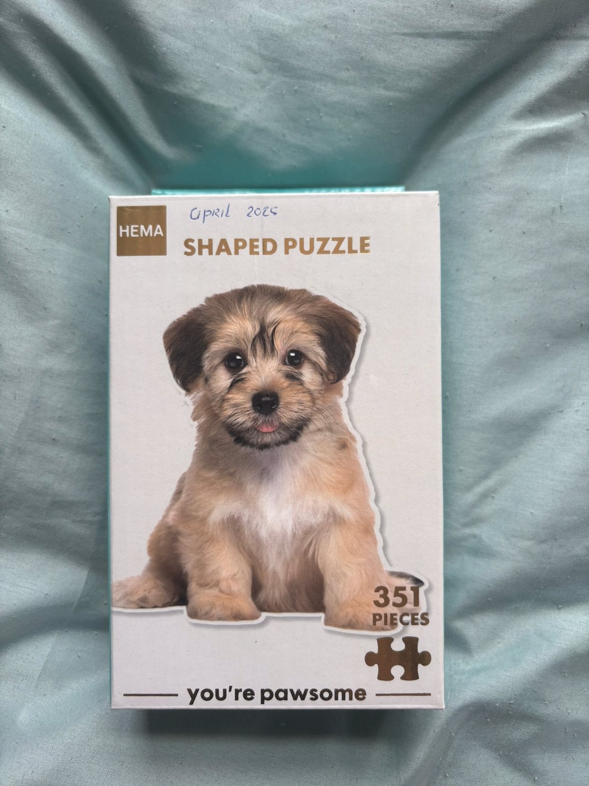 Puzzel in puppy vorm Hema 351 stukjes, Ophalen of Verzenden, Minder dan 500 stukjes, Zo goed als nieuw, Legpuzzel