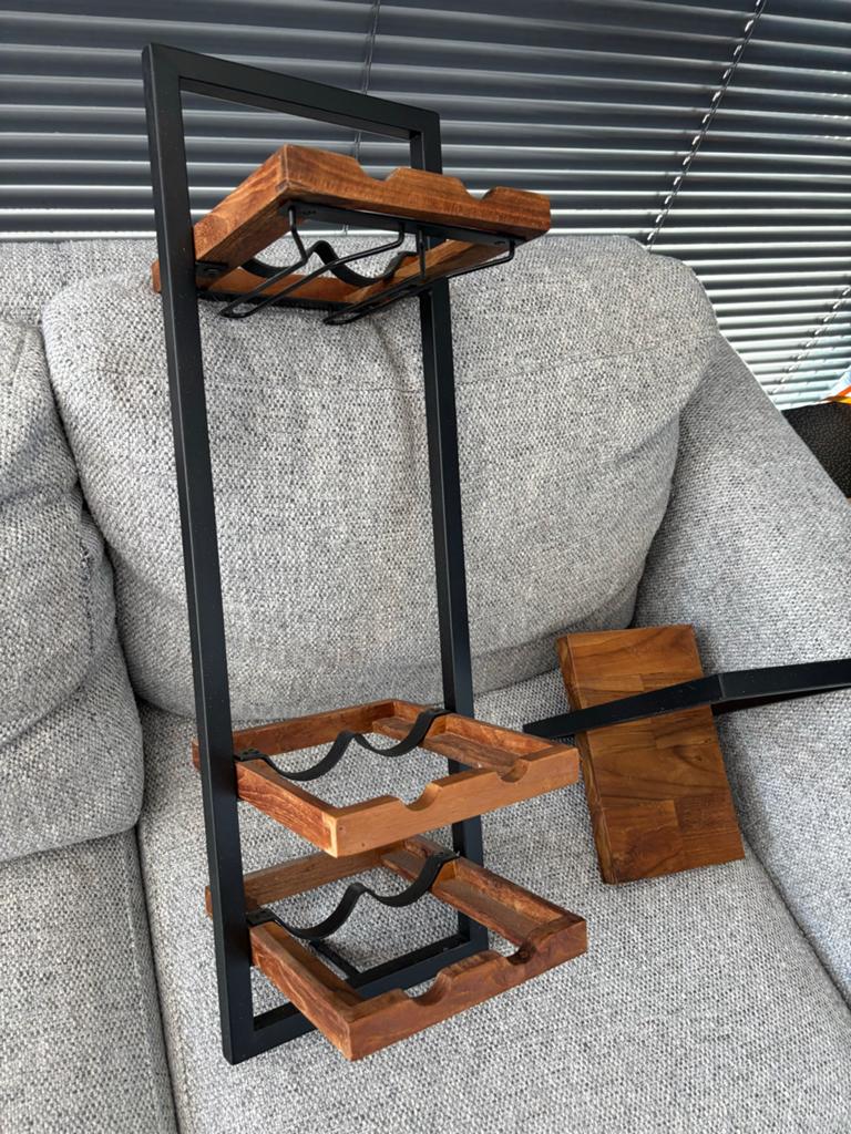 Bhodi wandplankjes van hout en staal, Ophalen of Verzenden, Zo goed als nieuw, Hout, Minder dan 5 flessen
