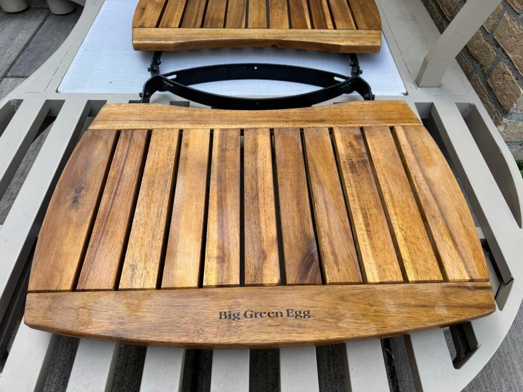 Big Green Egg Zijplankjes Acaciahout Large, Ophalen, Zo goed als nieuw, Big Green Egg