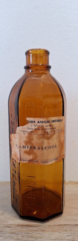 Vintage Apothekersfles Kamferalcohol - J. Wuyts Herentals, Antiek en Kunst, Ophalen of Verzenden
