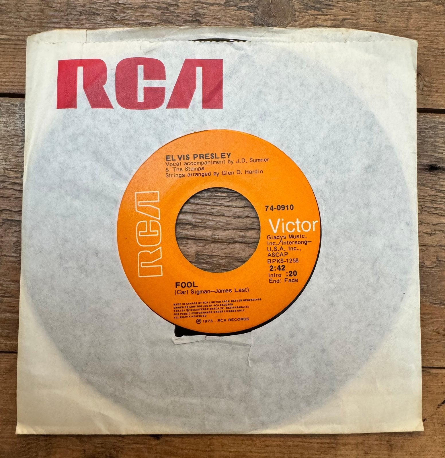 Elvis Presley single Fool / Steamroller Blues, Cd's en Dvd's, Ophalen of Verzenden, Gebruikt, 7 inch