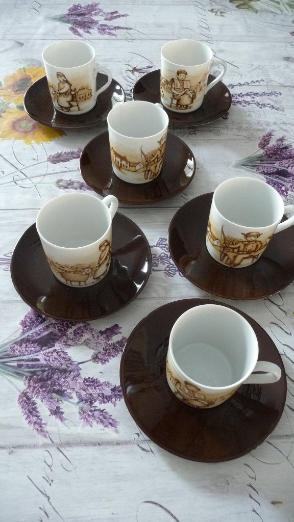 6 Kopjes met schoteltjes - Beiers Porselein, Antiek en Kunst, Ophalen of Verzenden
