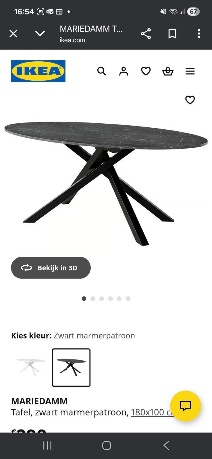 ovale eethoek tafel, Ophalen, 100 tot 150 cm, Zo goed als nieuw, 150 tot 200 cm