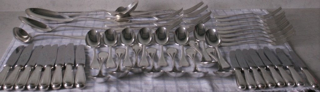 Vintage bestek Christofle Perles verzilverd 52 dellig, Ophalen of Verzenden