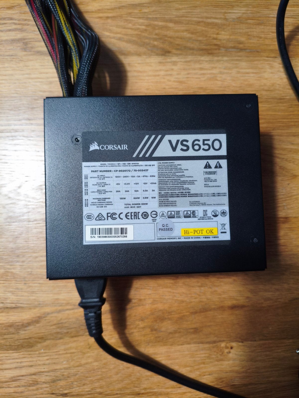 Corsair VS650 Voeding - 650W PSU, Computers en Software, Ophalen, Gebruikt