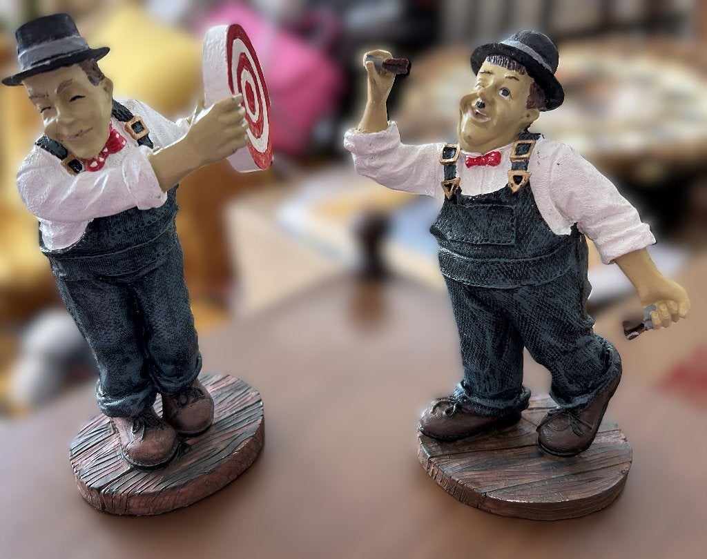 Prachtige set Laurel & Hardy beeldjes (De Dikke en De Dunne), Ophalen of Verzenden, Gebruikt, Mens