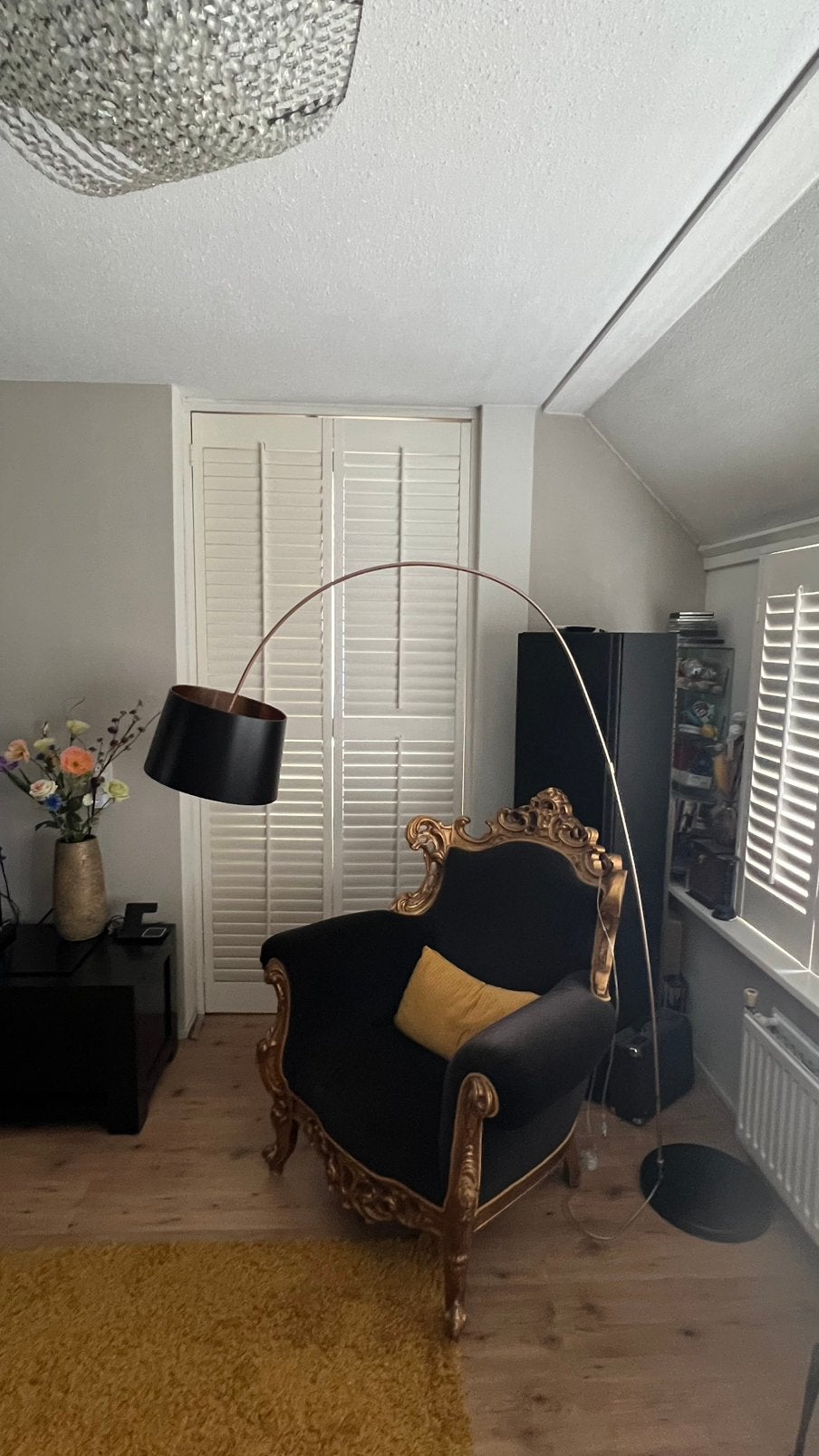 Booglamp zwart  + boog rose kleurig plus, Huis en Inrichting, Lampen | Vloerlampen, Ophalen, Gebruikt, 150 tot 200 cm