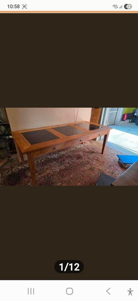 Franse boeren eettafel met arduin platen